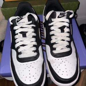 Nike Court Vision Low Sneakers - Black and White